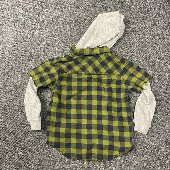 Hudson Jeans Toddler Flannel and Thermal Hooded Button Down Plaid Boys 3T - Picture 4 of 5